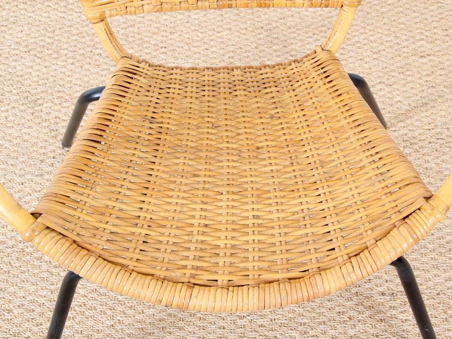 photo for sale Scandinavian Round Rattan Armchair, 1950s