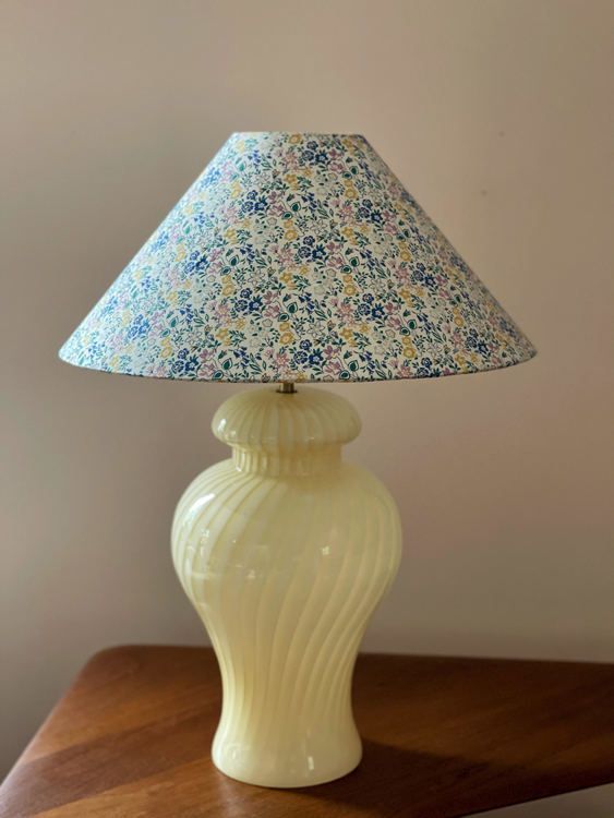 Large Murano Glass Yellow Swirl Table Lamp 1960s