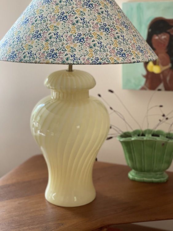 Large Murano Glass Yellow Swirl Table Lamp 1960s photo for sale