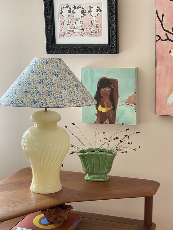 Large Murano Glass Yellow Swirl Table Lamp 1960s photo Lighting