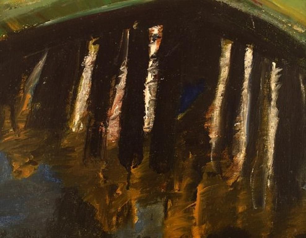 Egil Carlsson 'B. 1920', Sweden, Oil On Canvas, Modernist Park Landscape, 1977 photo Art