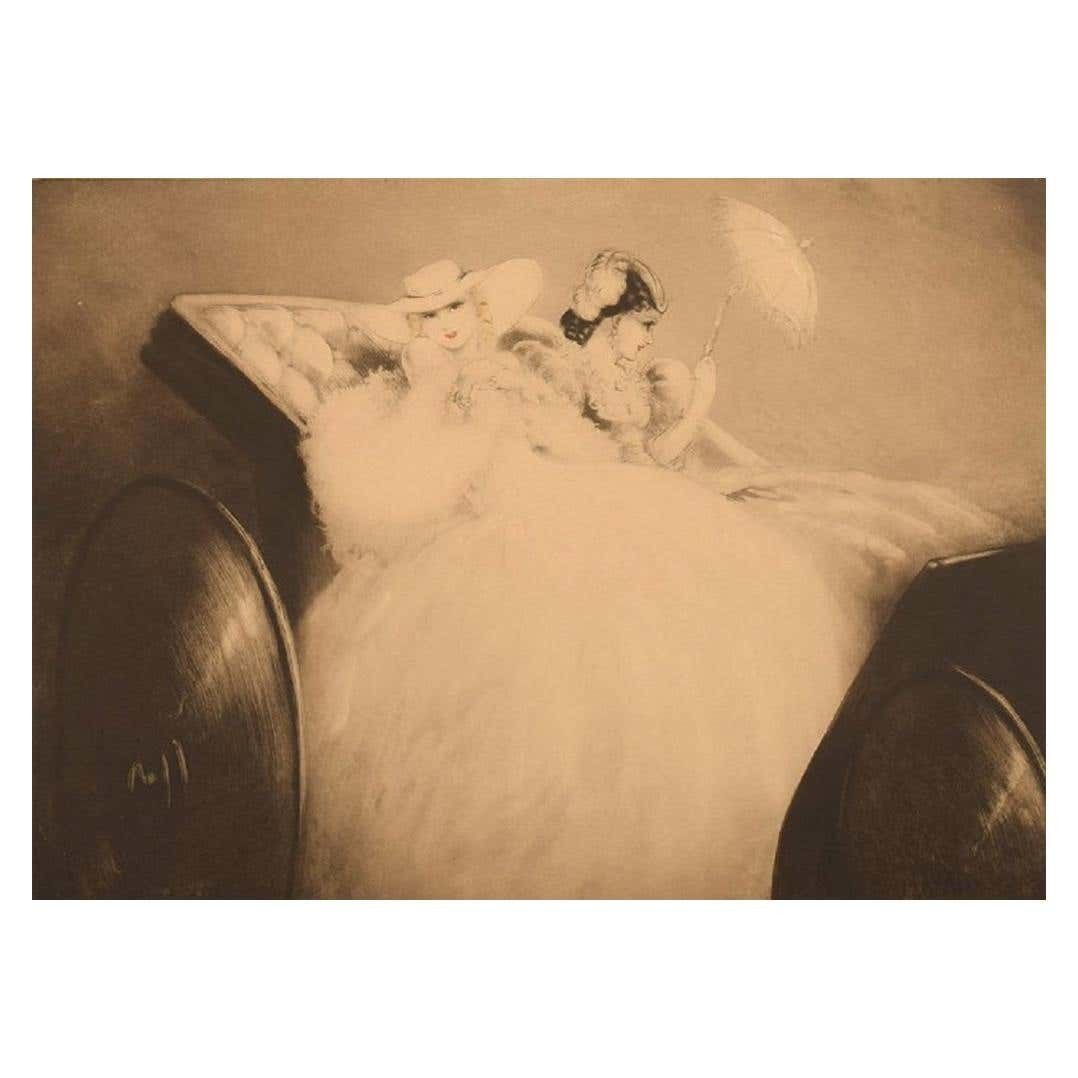 Louis Icart '1888 1950' Etching On Paper, Two Young Women, Ca 1920