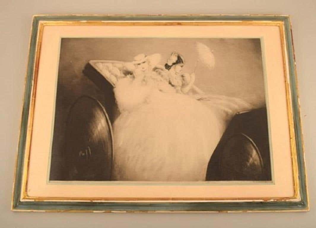 Louis Icart '1888 1950' Etching On Paper, Two Young Women, Ca 1920 photo furniture