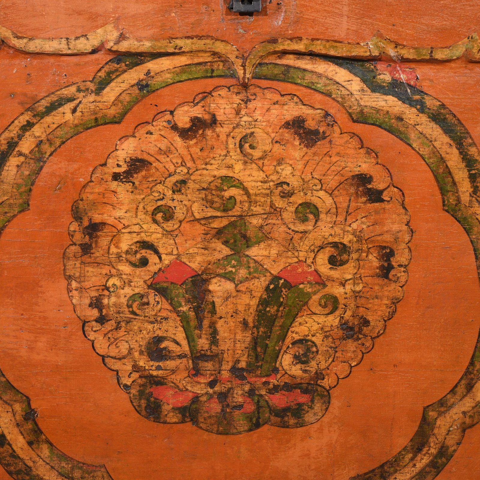Tibetan Trunk With Original Painting   18th C photo furniture