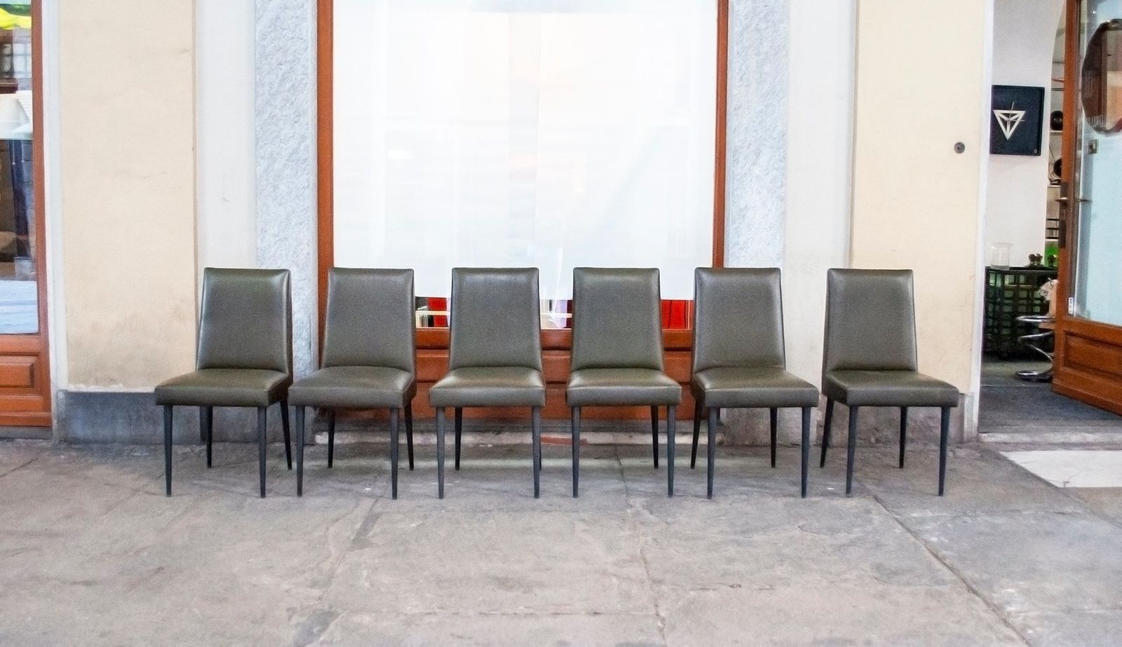 Vinyl Chairs With Iron Legs From Mobiltecnica Torino, 1950s, Set Of 8 photo furniture