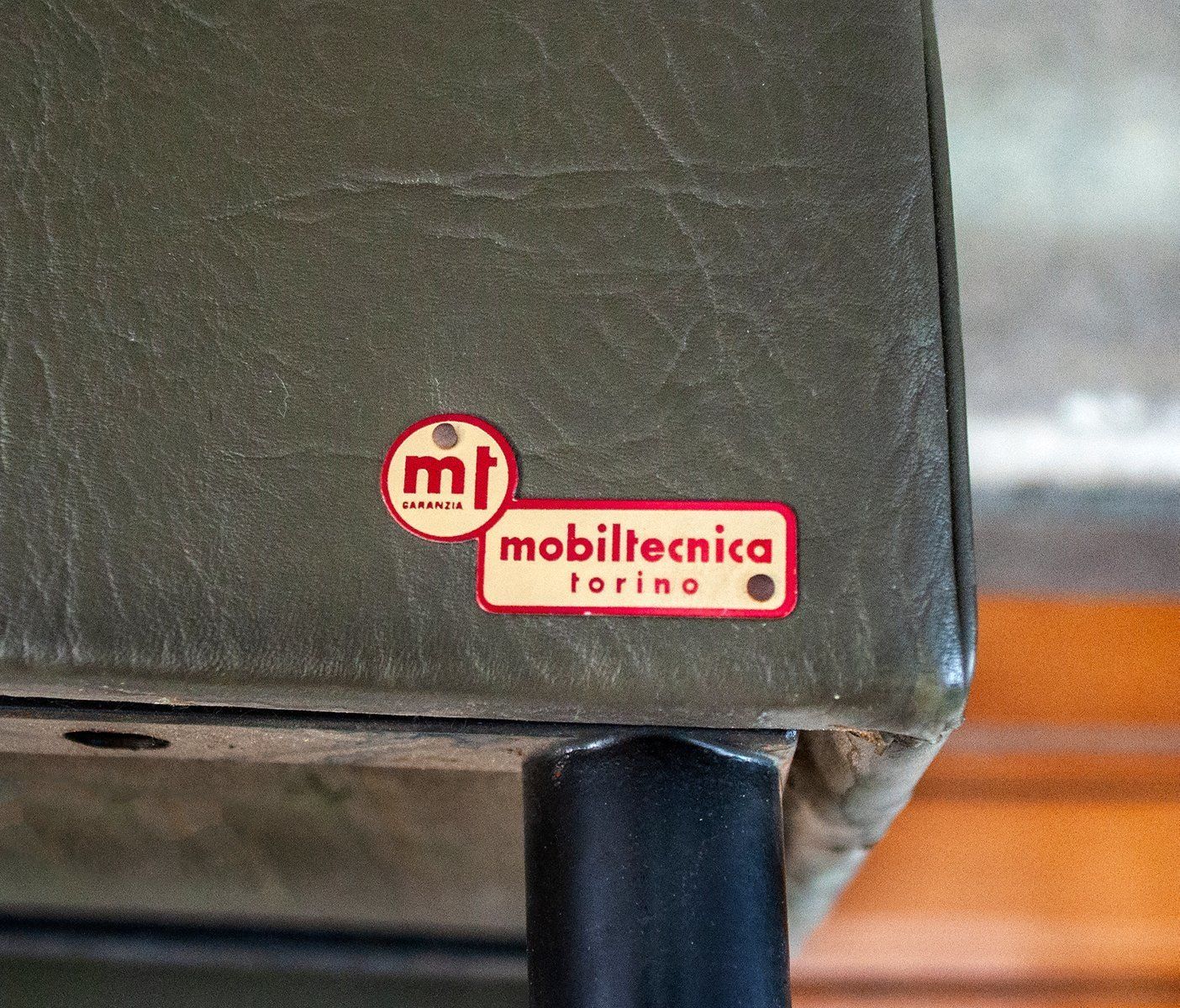 photo for sale Vinyl Chairs With Iron Legs From Mobiltecnica Torino, 1950s, Set Of 8