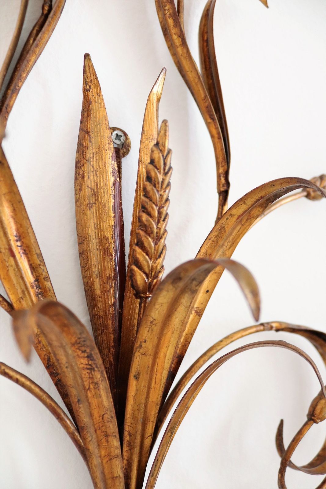 photo furniture Italian Midcentury Gilt Tole Wall Sconces With Wheat Sheaf, 1950s, Set Of Five