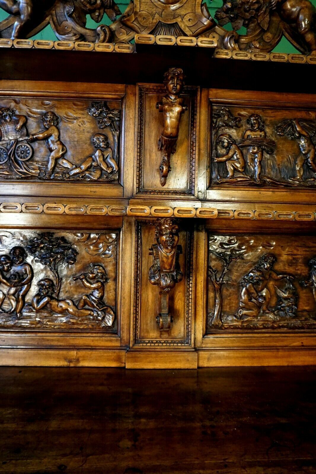 photo for sale A Rare And Exciting Italian Fantasy Buffet By Renowned Wood Sculpture Valentino