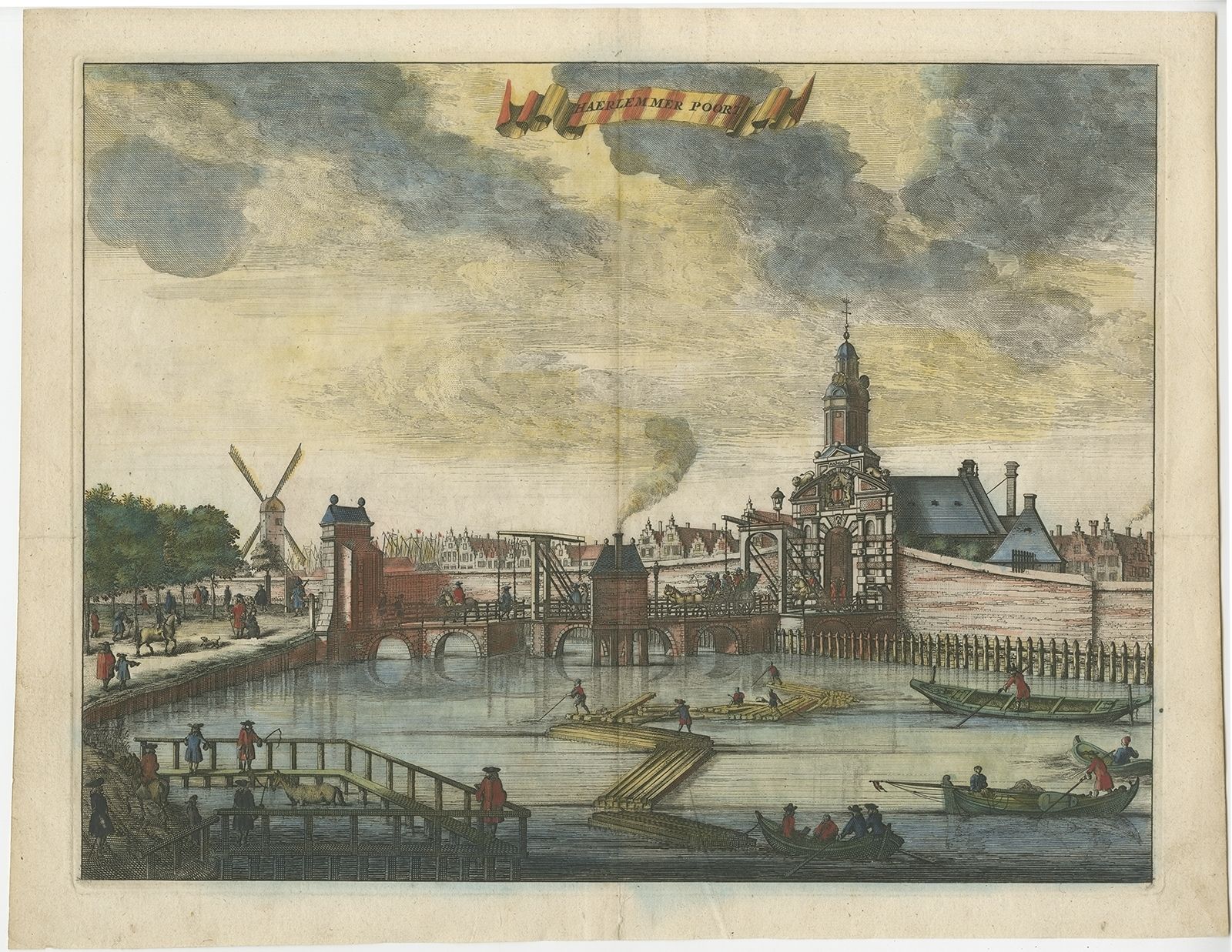 Antique Print Of The 'Haarlemmerpoort' By Commelin (1726)