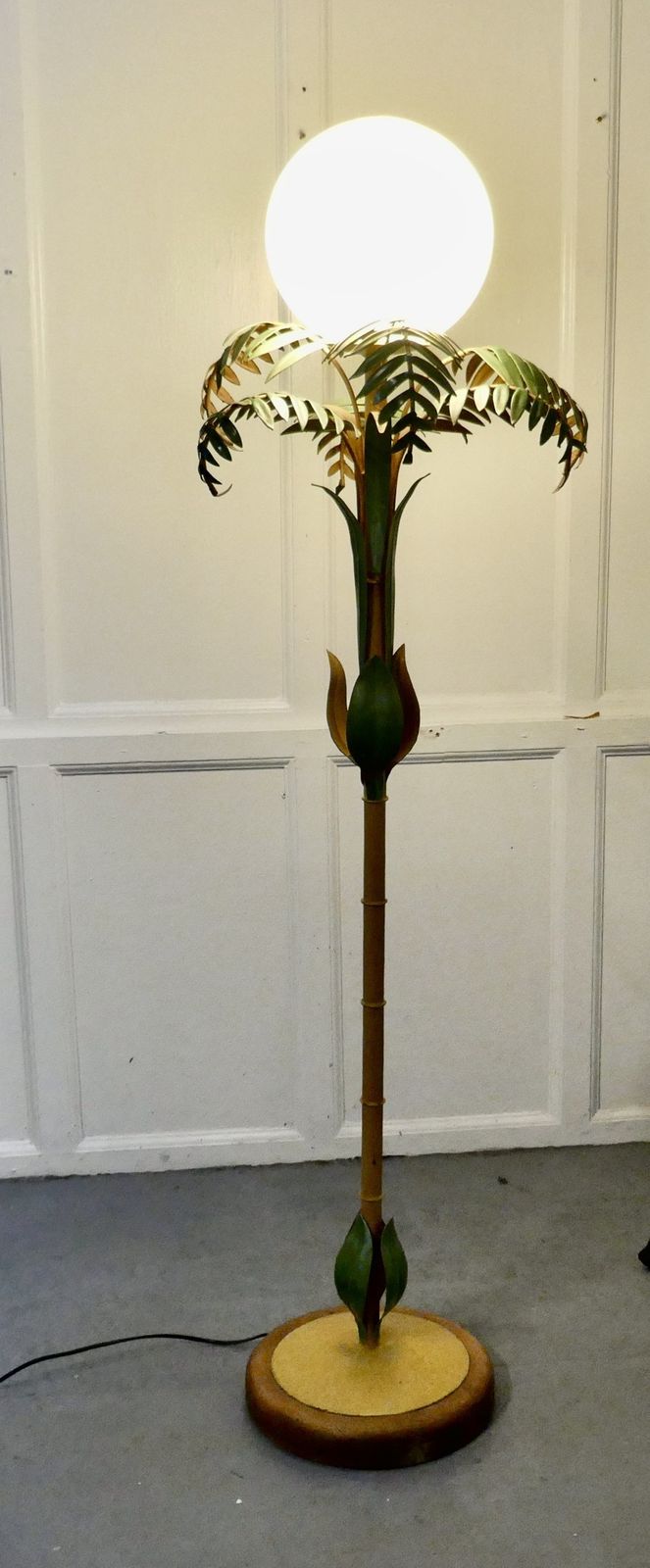 Unusual French Conservatory Painted Toleware Floor Lamp