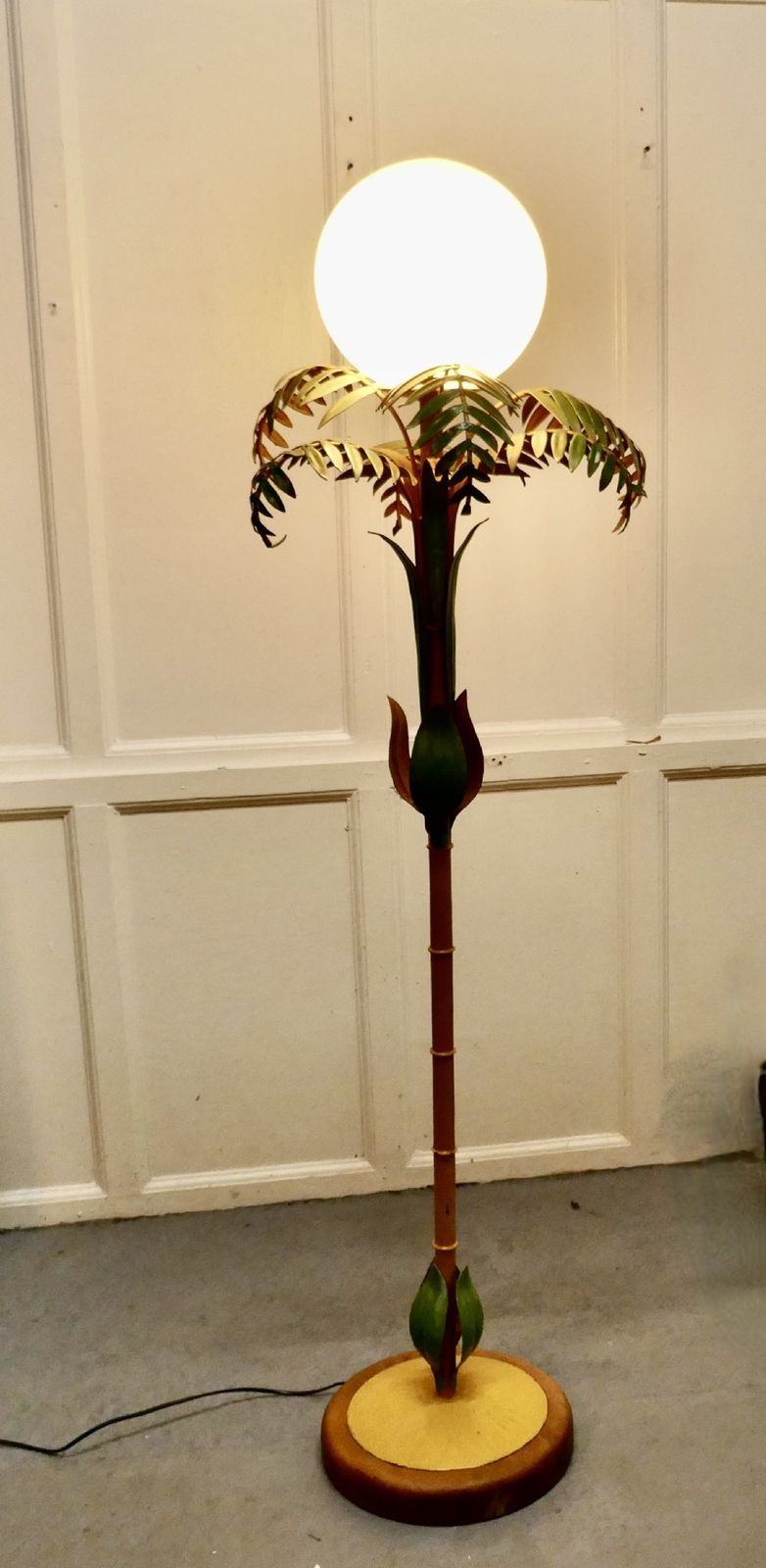 Unusual French Conservatory Painted Toleware Floor Lamp photo for sale