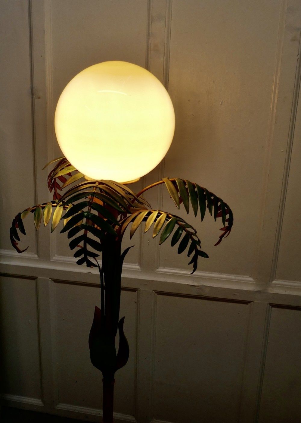 Unusual French Conservatory Painted Toleware Floor Lamp photo Lighting