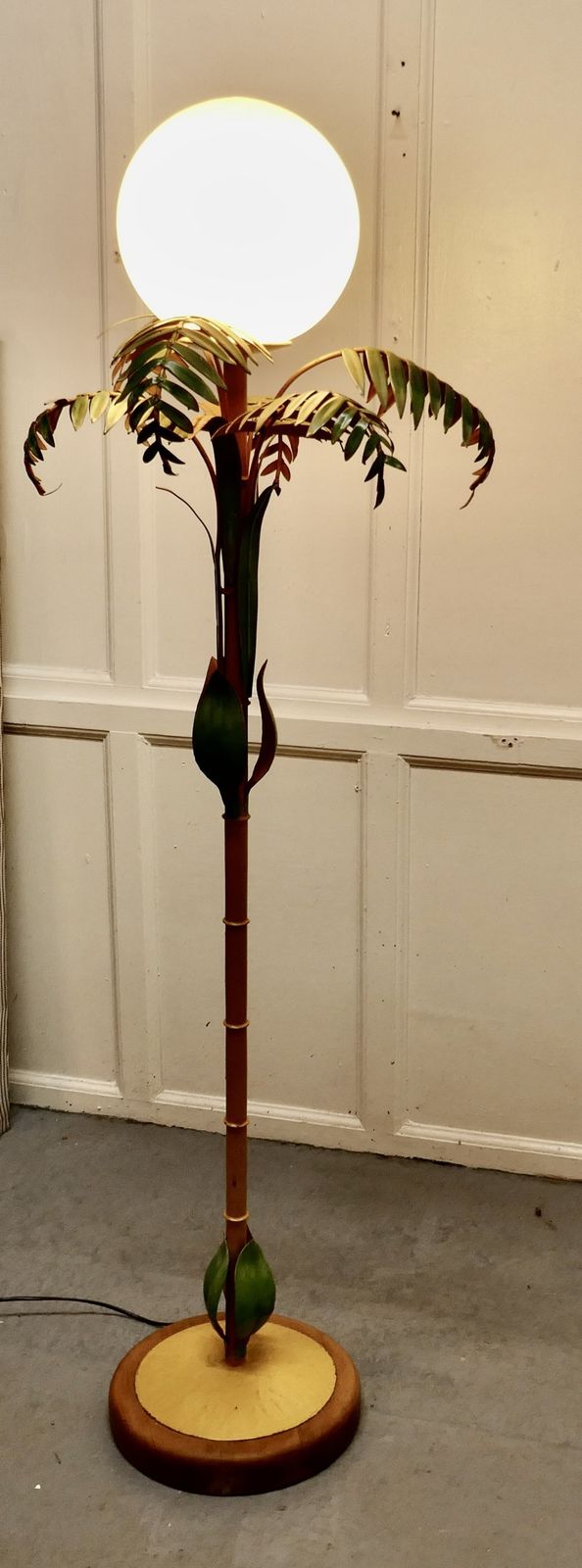 photo for sale Unusual French Conservatory Painted Toleware Floor Lamp