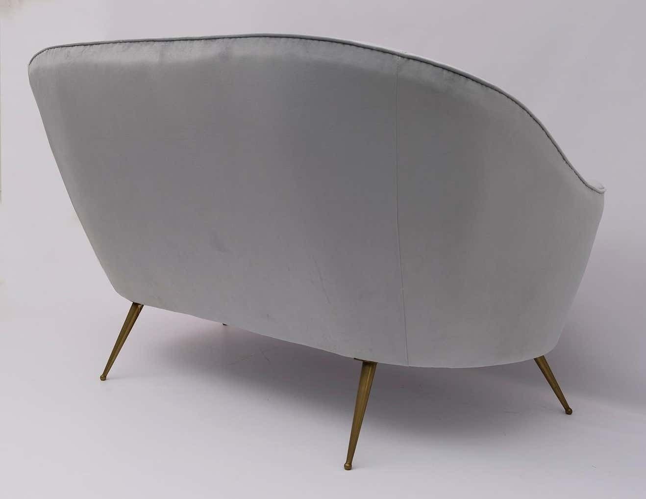 photo for sale Federico Munari Mid Century Modern Italian Curved Sofa And Two Armchairs, 1950s