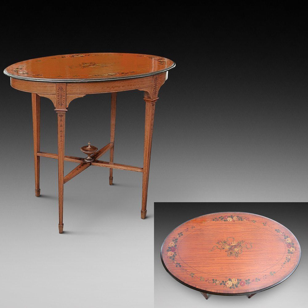 Edwardian Painted Satinwood Oval Occasional Table