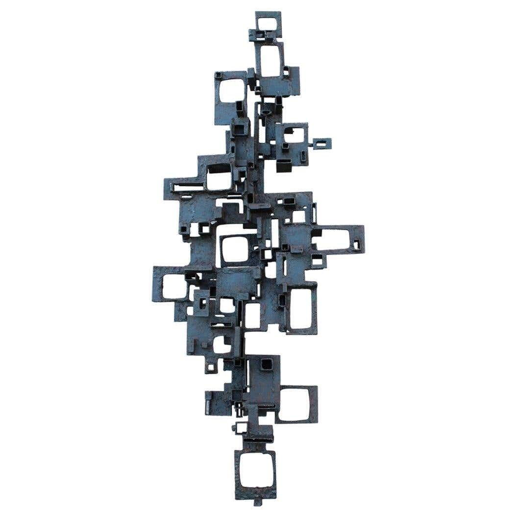 Extraordinary Modern Brutalist Iron Sculpture Italy 1960 Rare Piece Sconce