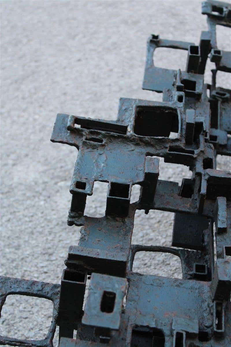 Extraordinary Modern Brutalist Iron Sculpture Italy 1960 Rare Piece Sconce photo for sale