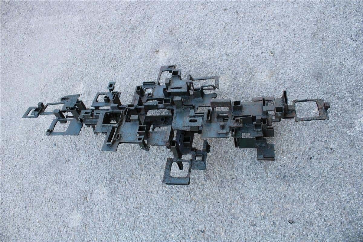Extraordinary Modern Brutalist Iron Sculpture Italy 1960 Rare Piece Sconce photo buy