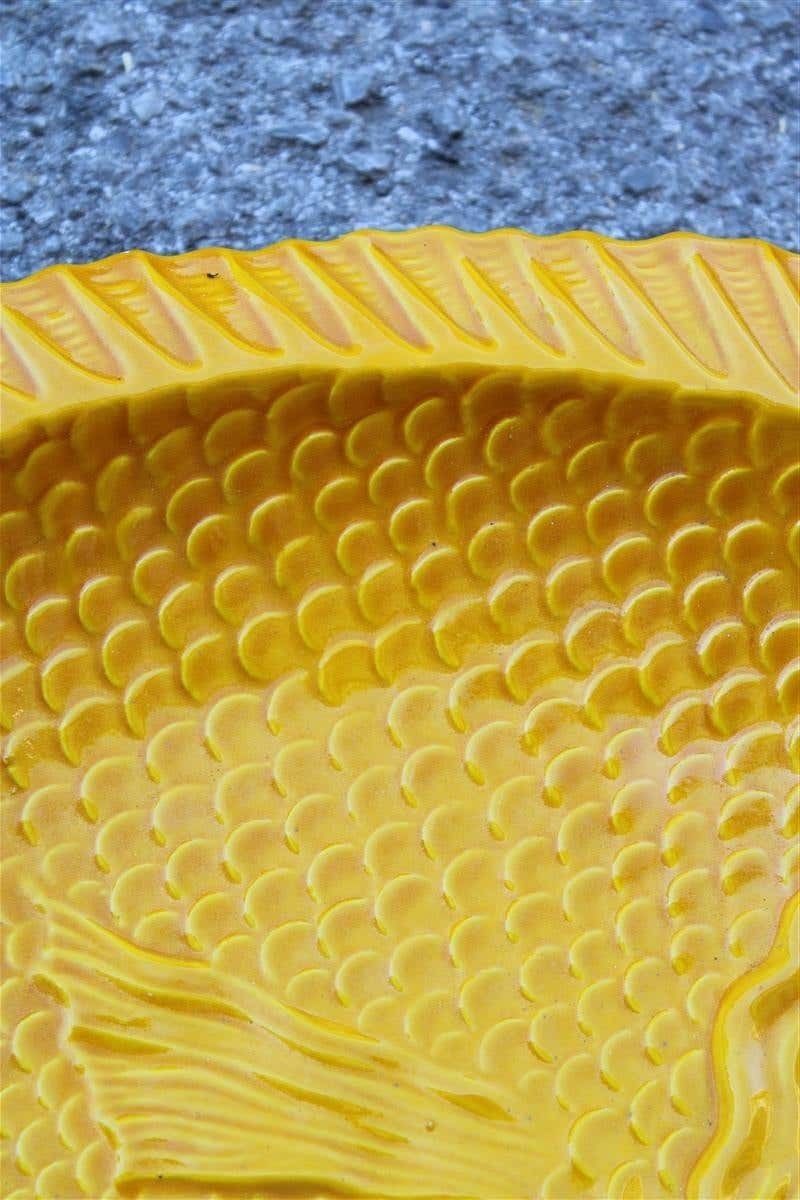 Large Ceramic Plate In The Shape Of A Yellow Fish, Italy, 1970 photo for sale