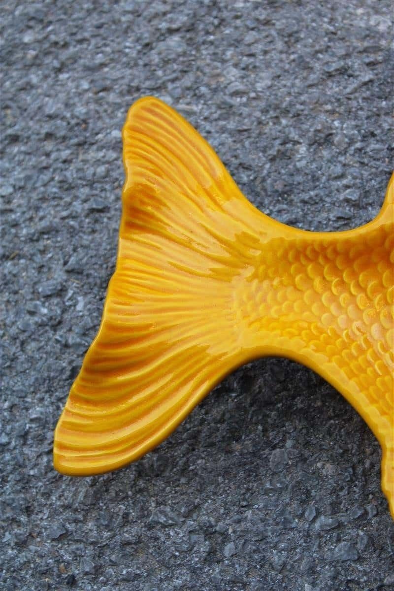 Large Ceramic Plate In The Shape Of A Yellow Fish, Italy, 1970 photo Home Decor