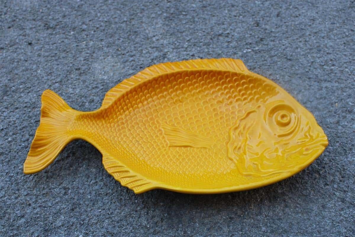 Large Ceramic Plate In The Shape Of A Yellow Fish, Italy, 1970 photo buy