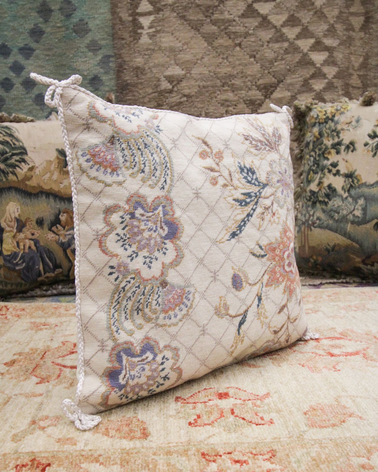 Pair Of Handmade Paisley Needlepoint Cushion Covers Scatter Pillows Case photo furniture