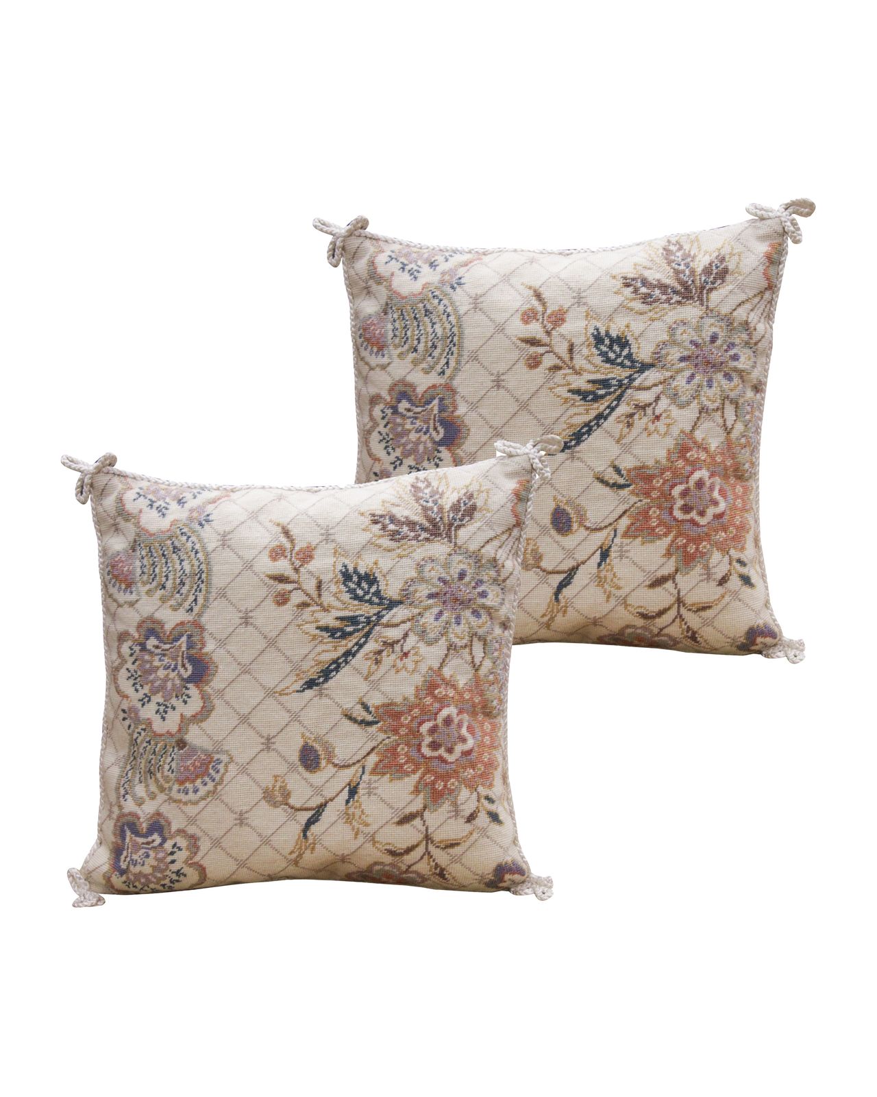 Pair Of Handmade Paisley Needlepoint Cushion Covers Scatter Pillows Case
