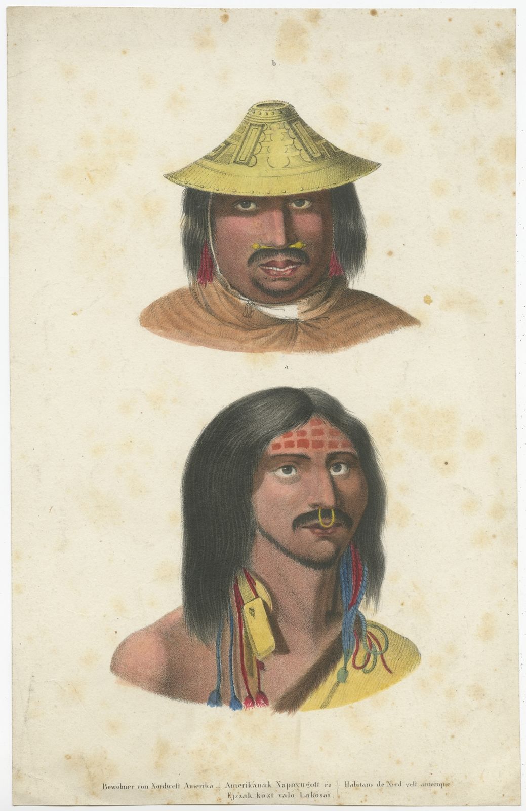 Antique Print Of Natives Of Northwest America (C.1840)