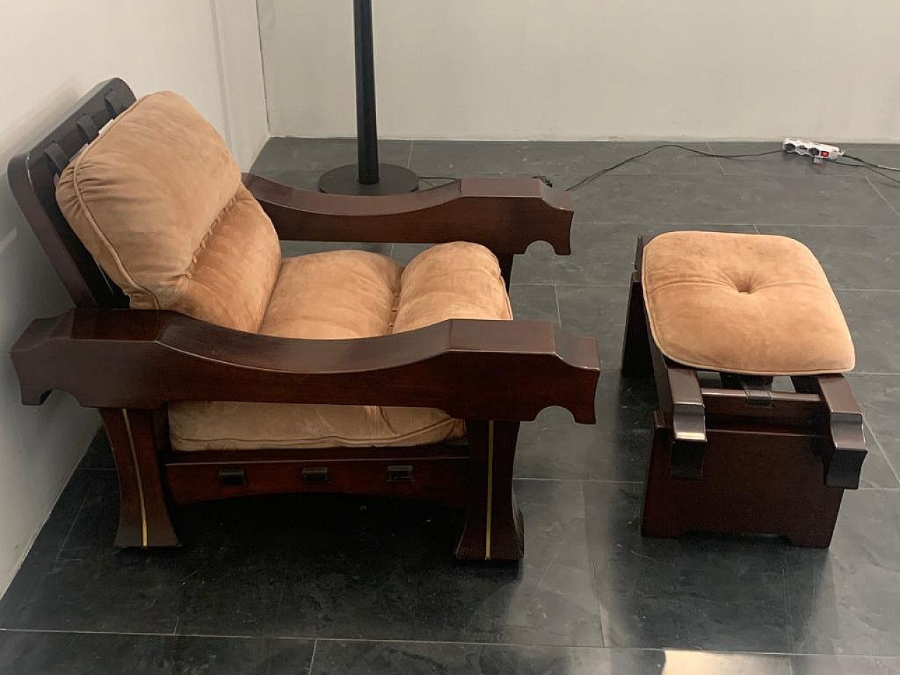 Armchair With Footstool By Luciano Frigerio, 1960s photo buy