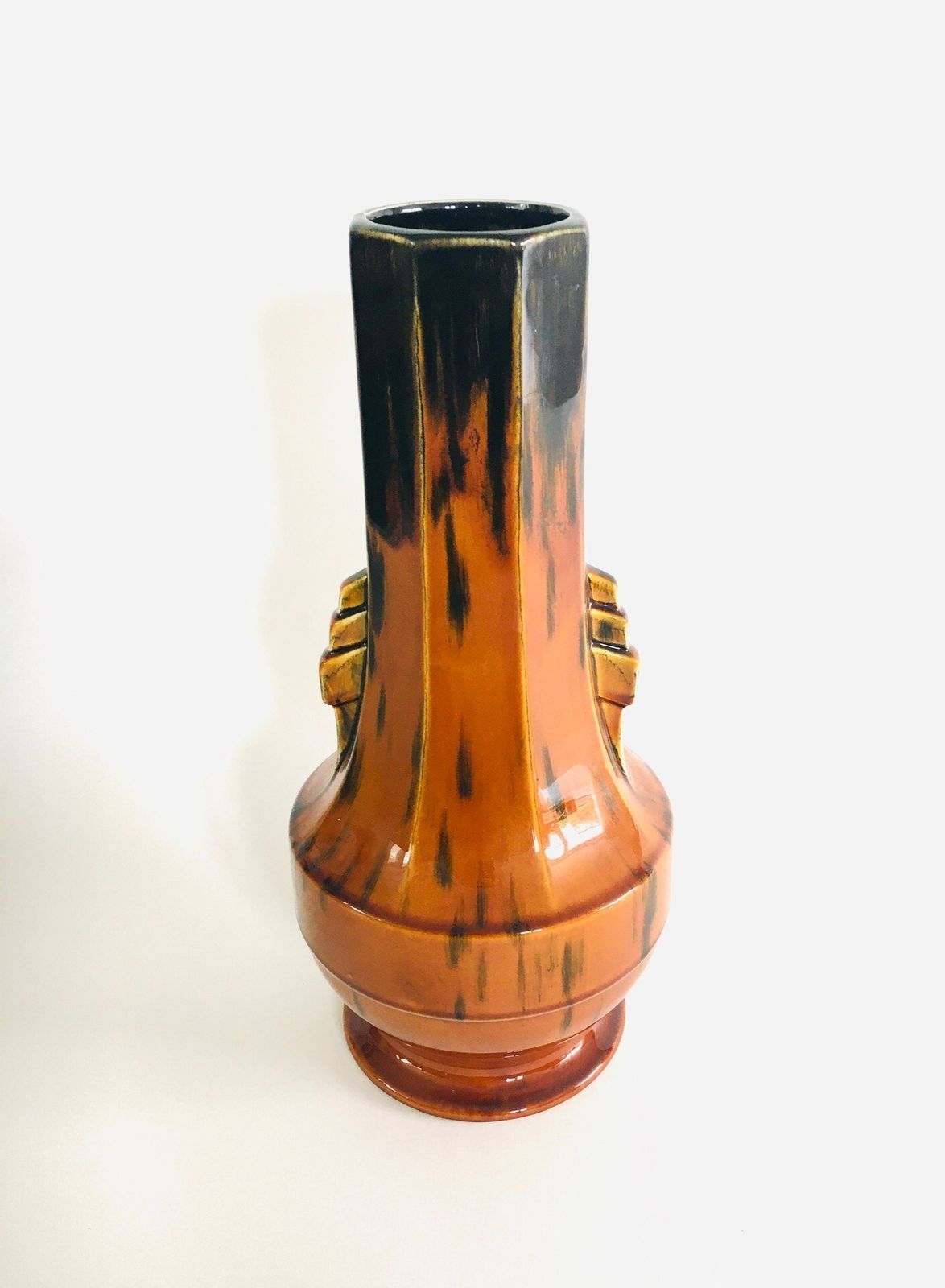 1930s Art Deco Model F 42 Amber Glazed Fluted Vase photo furniture