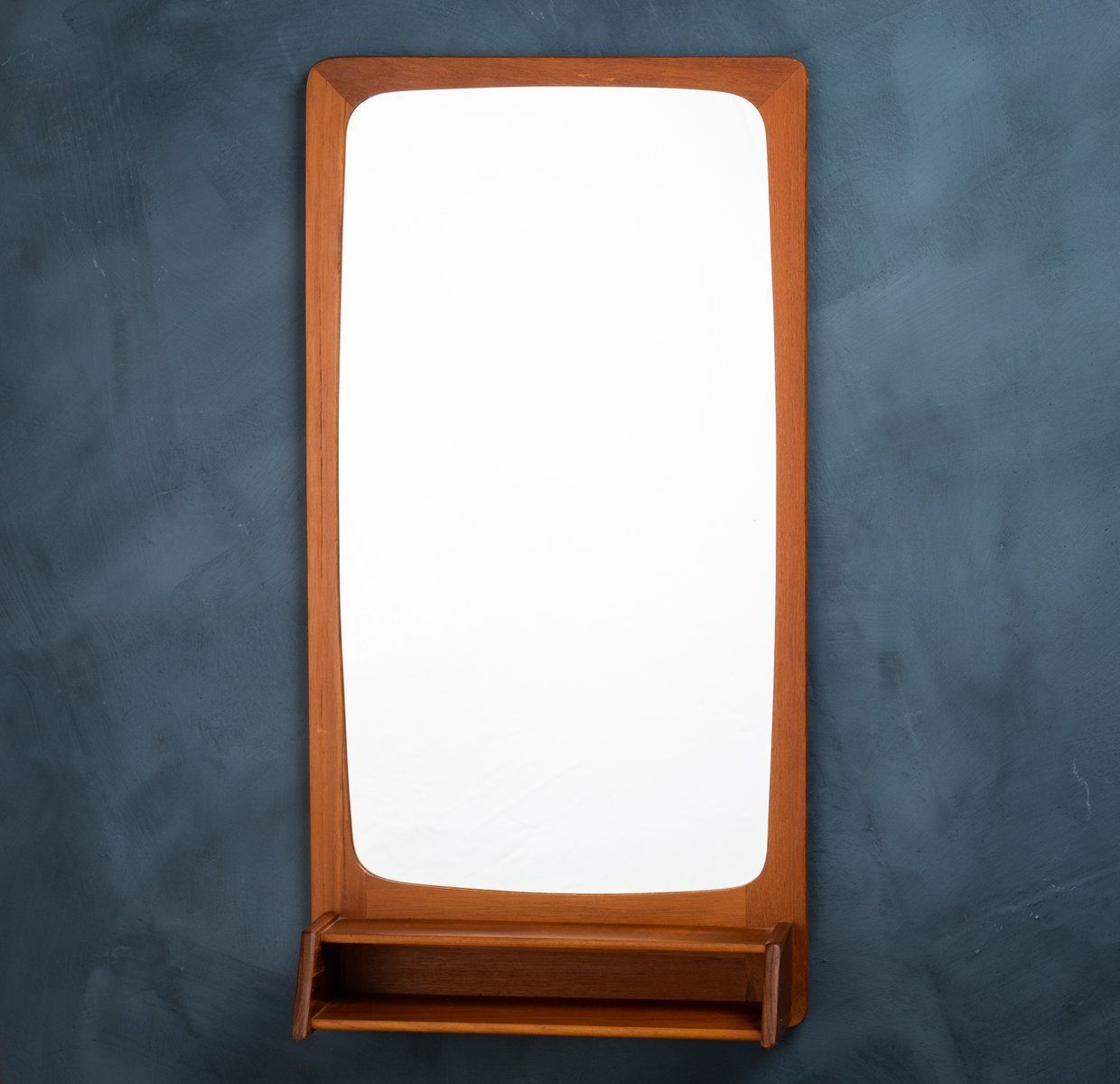 Danish Mirror With Teak Frame And Shelf, 1960s