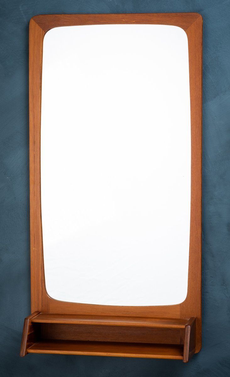 Danish Mirror With Teak Frame And Shelf, 1960s photo furniture