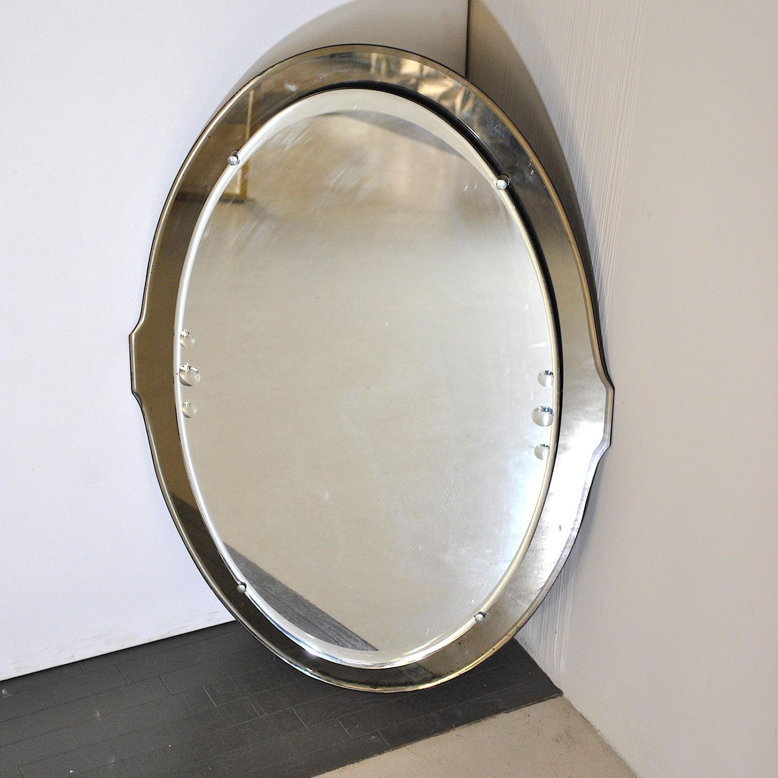 Cristal Art Oval Mirror 50s, 1950s photo for sale