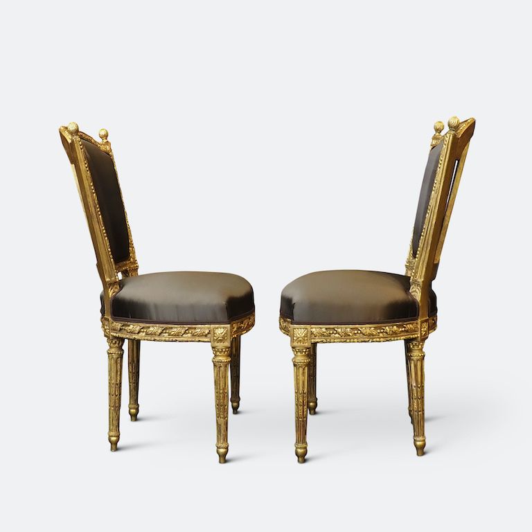 photo buy An Important Set Of Four 18th Century Louis XVI Giltwood Chairs With Stamp