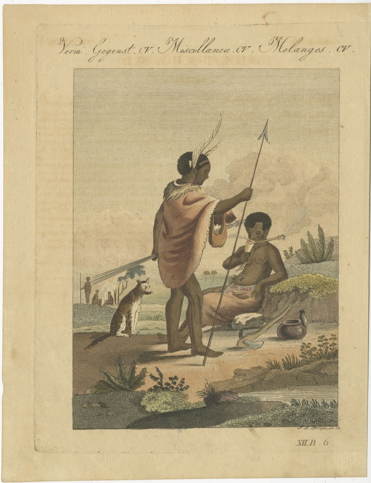 Antique Print Of Natives From Africa By Bertuch (1807)