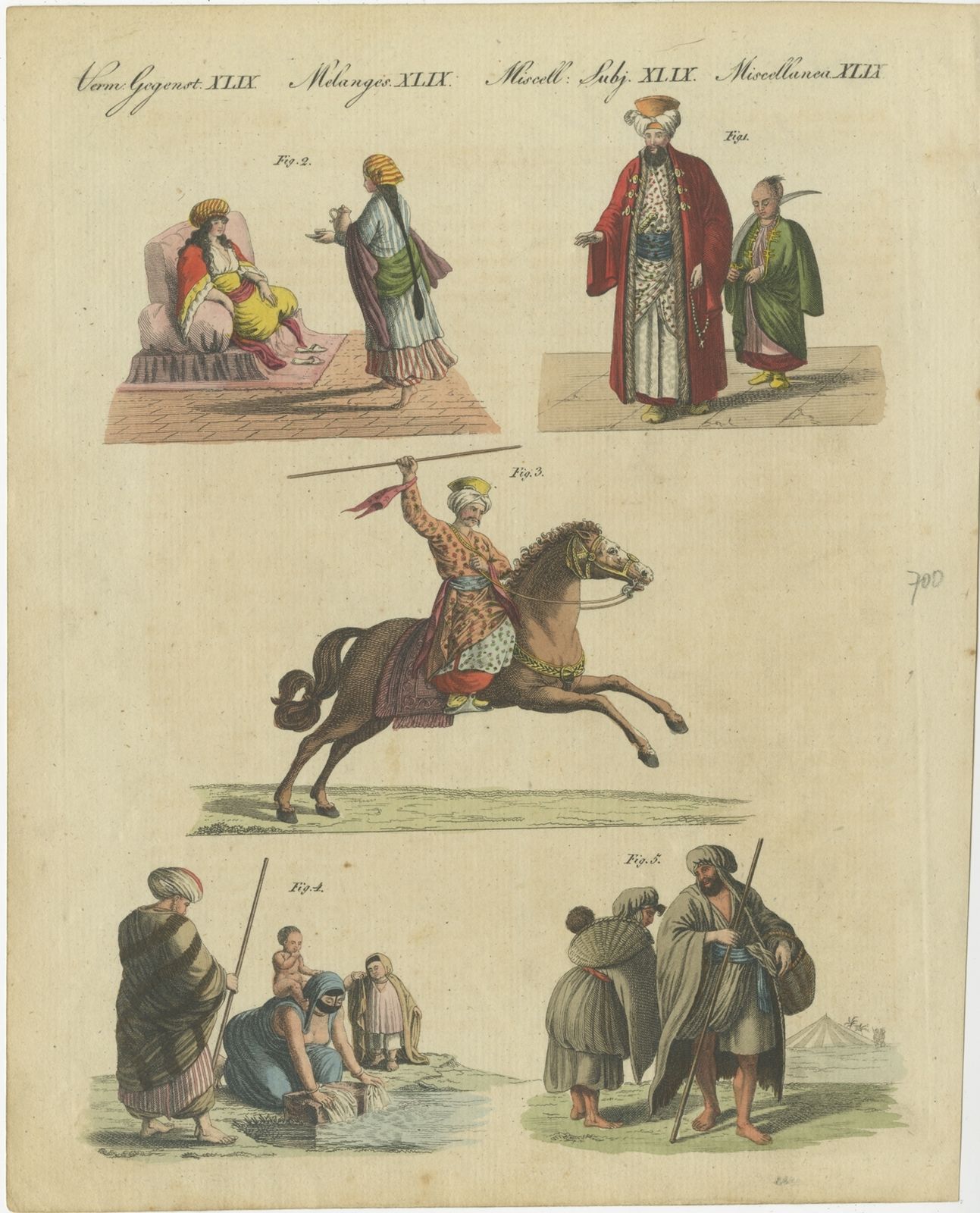 Antique Print Of Egyptian Costumes By Bertuch (1805)
