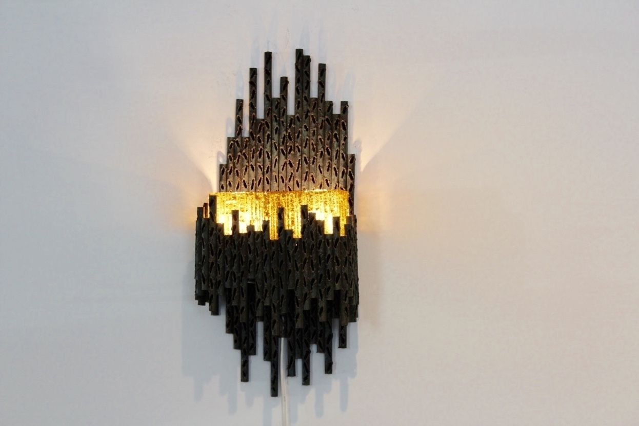 Brutalist Sculptural Wall Lamp By Marcello Fantoni photo vintage