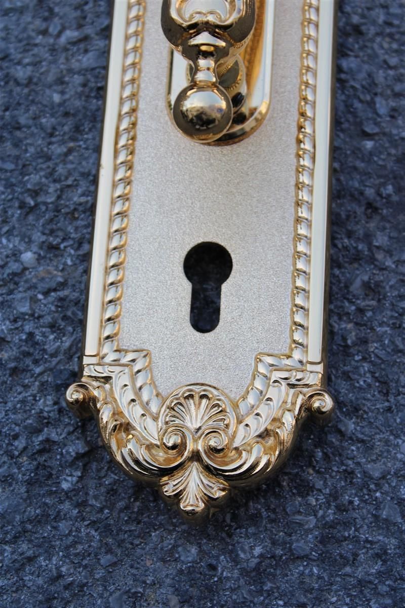 Decorative Large Door Handle In Plated Brass 24 Kt Gold Italy 1970 Very Classic photo furniture