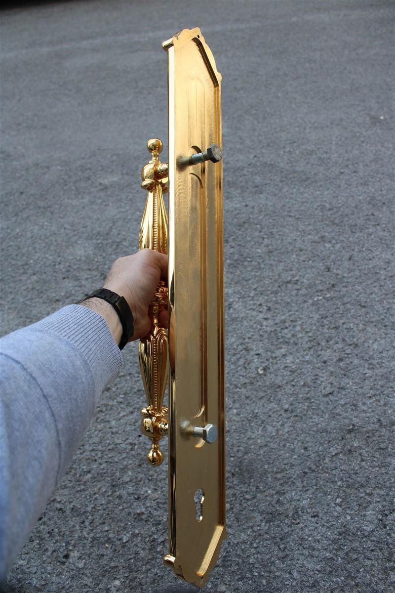 Decorative Large Door Handle In Plated Brass 24 Kt Gold Italy 1970 Very Classic photo vintage