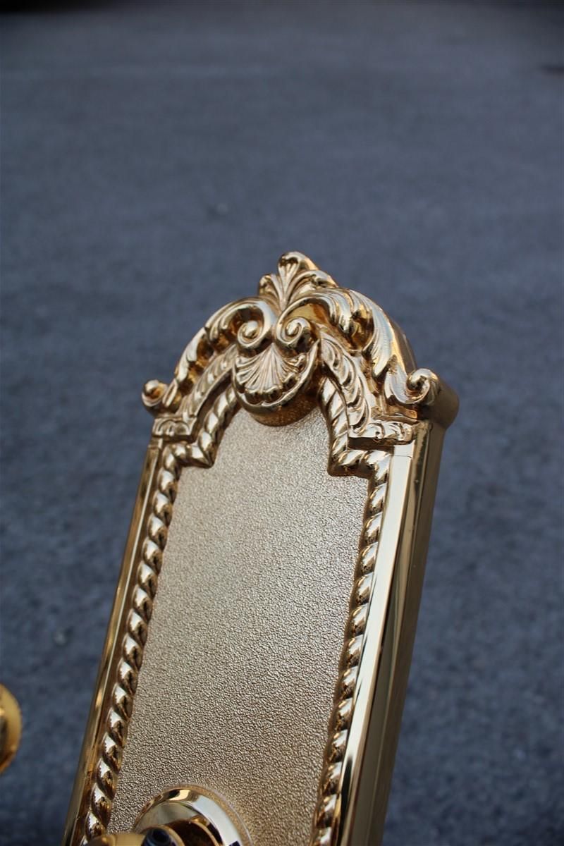 photo for sale Decorative Large Door Handle In Plated Brass 24 Kt Gold Italy 1970 Very Classic