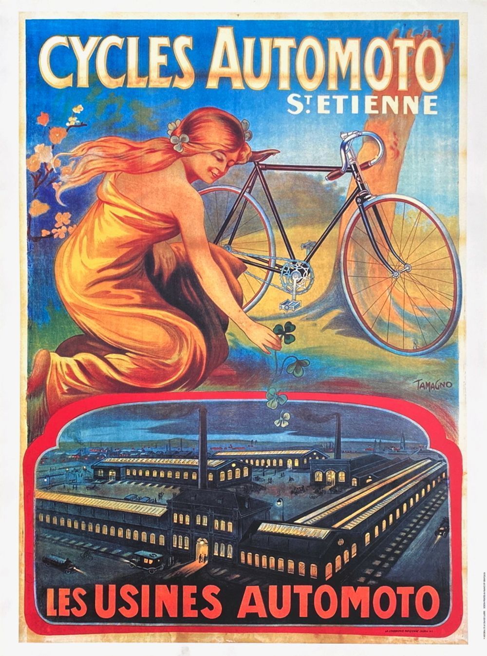 Collectie historische affiches van de Grote Oorlog – Cycles Automoto Saint Etienne, naar Tamagno