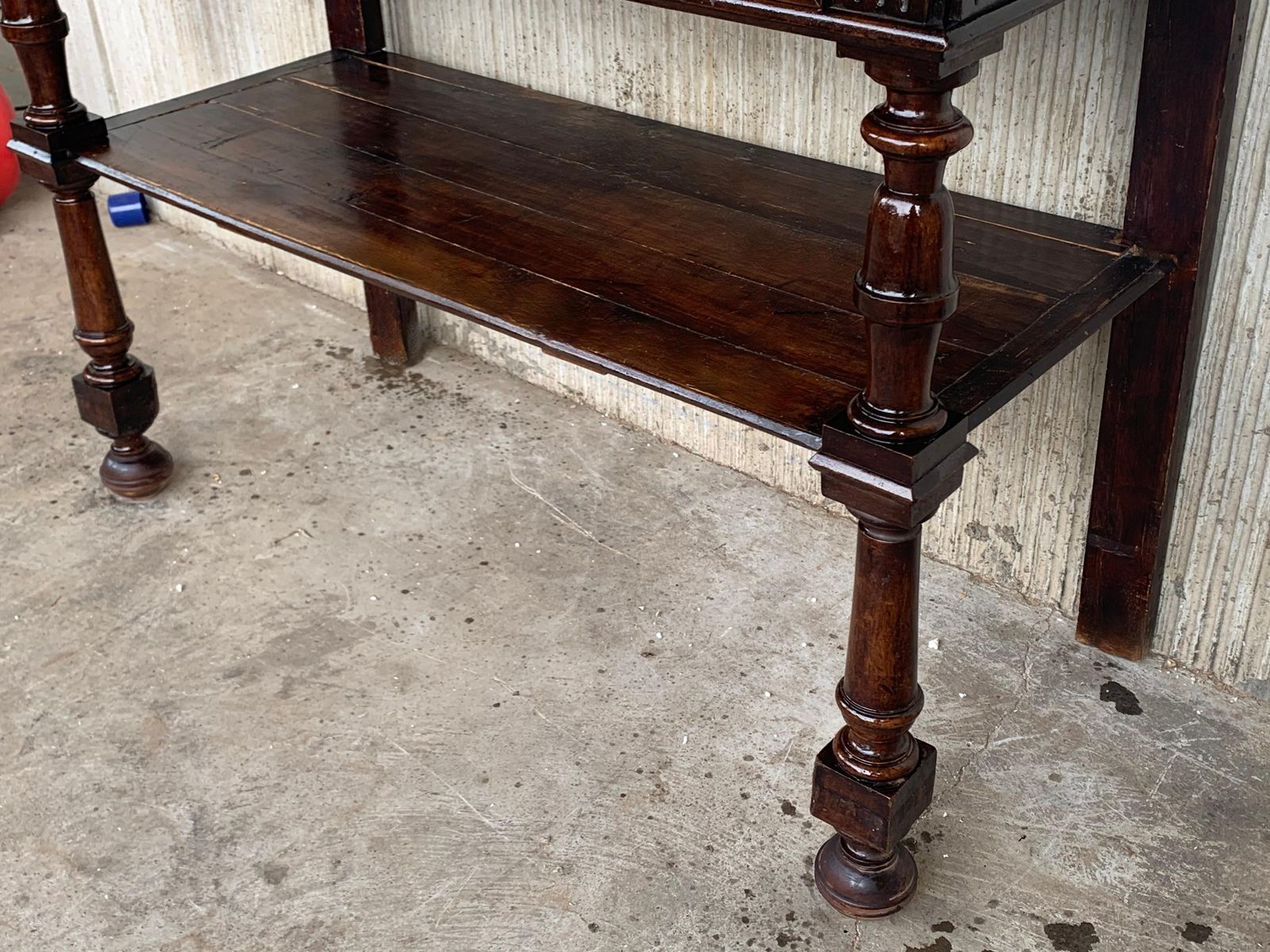 photo furniture Antique Serving Table, Victorian Carved Oak Console Table, France, 1890