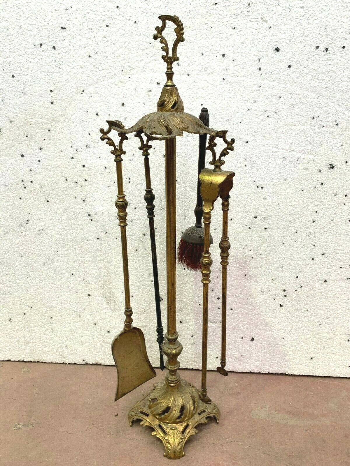 Louis XV Style 20th Century Bronze Fireplace Set