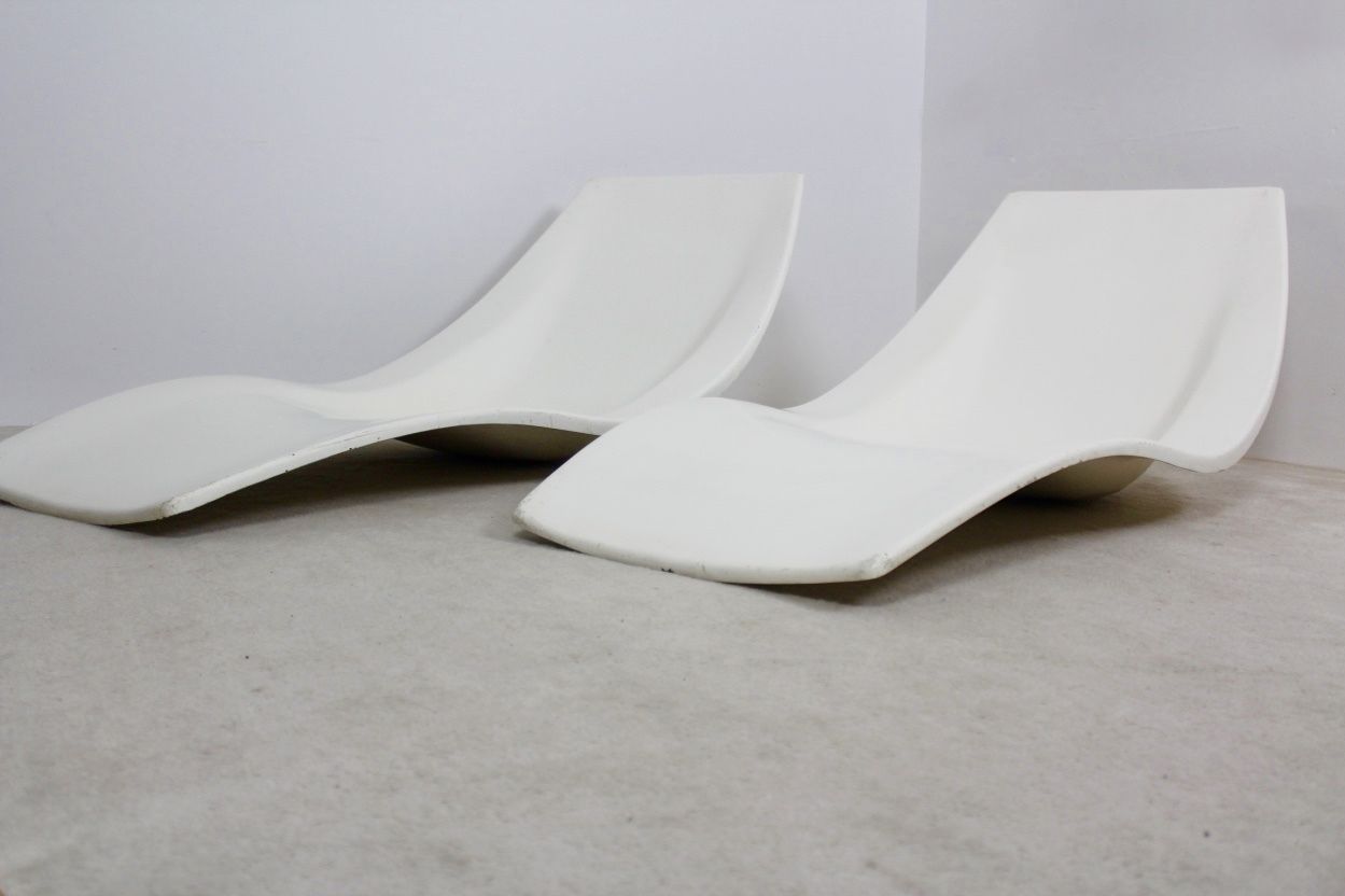 French Polyester Patio Or Pool Side Chaise Longues, 1960s, Set Of 2 photo vintage