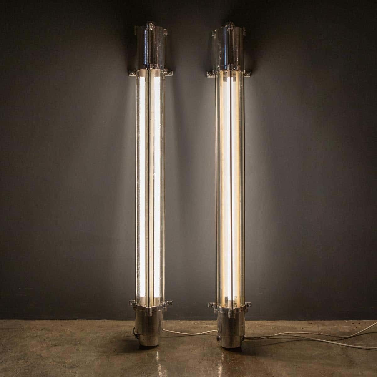 20th Century Polished Aluminium & Steel Industrial Strip Lights photo for sale