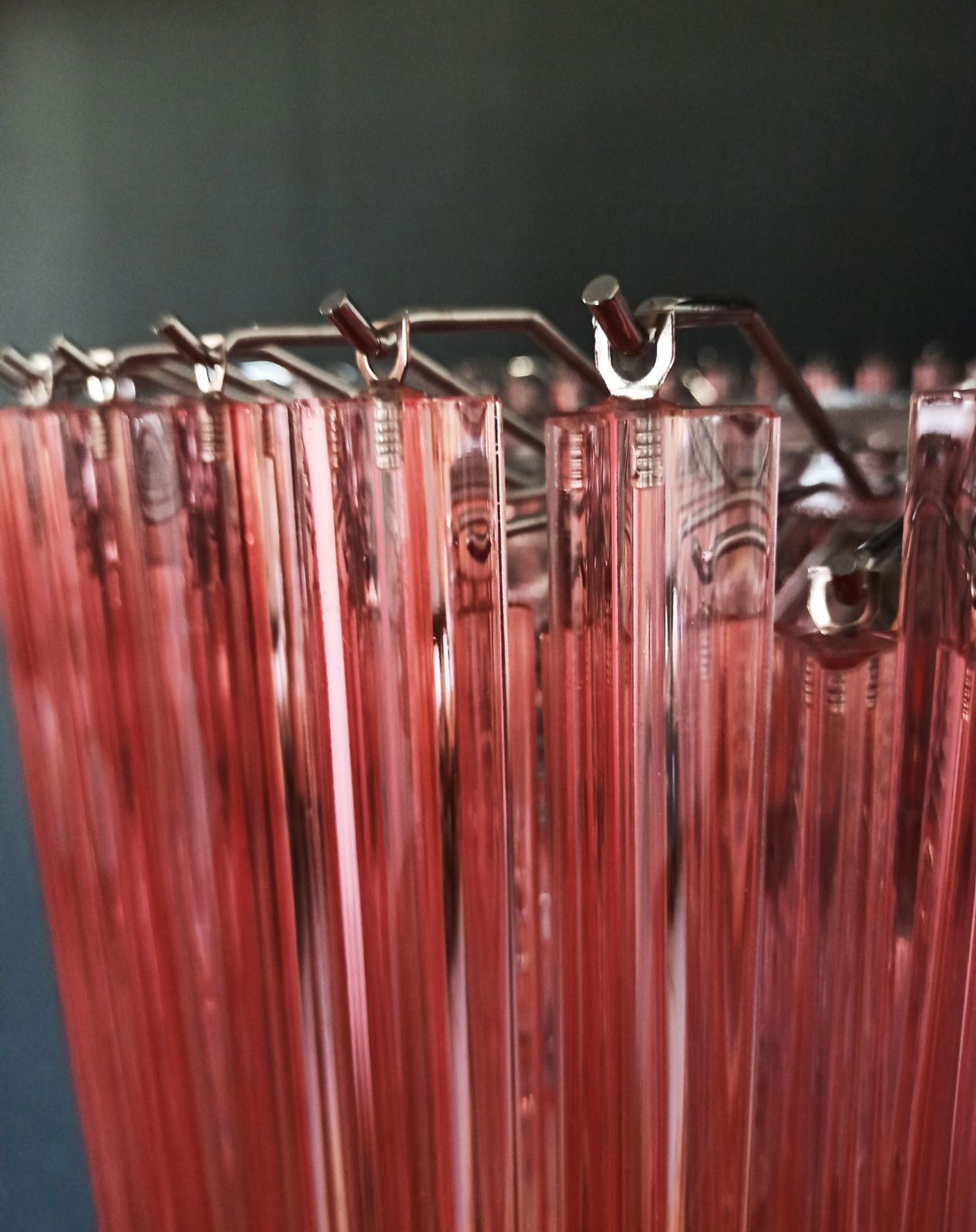 Large Triedri Murano Glass Chandelier 391 Pink Prims Triedri photo Lighting