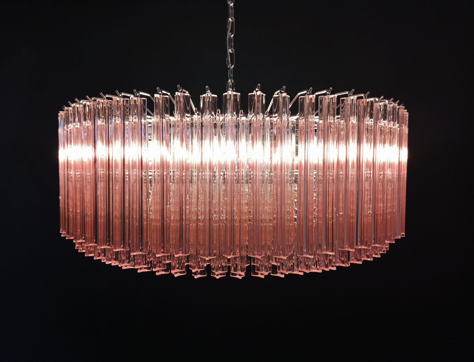 Lighting Large Triedri Murano Glass Chandelier 391 Pink Prims Triedri photo