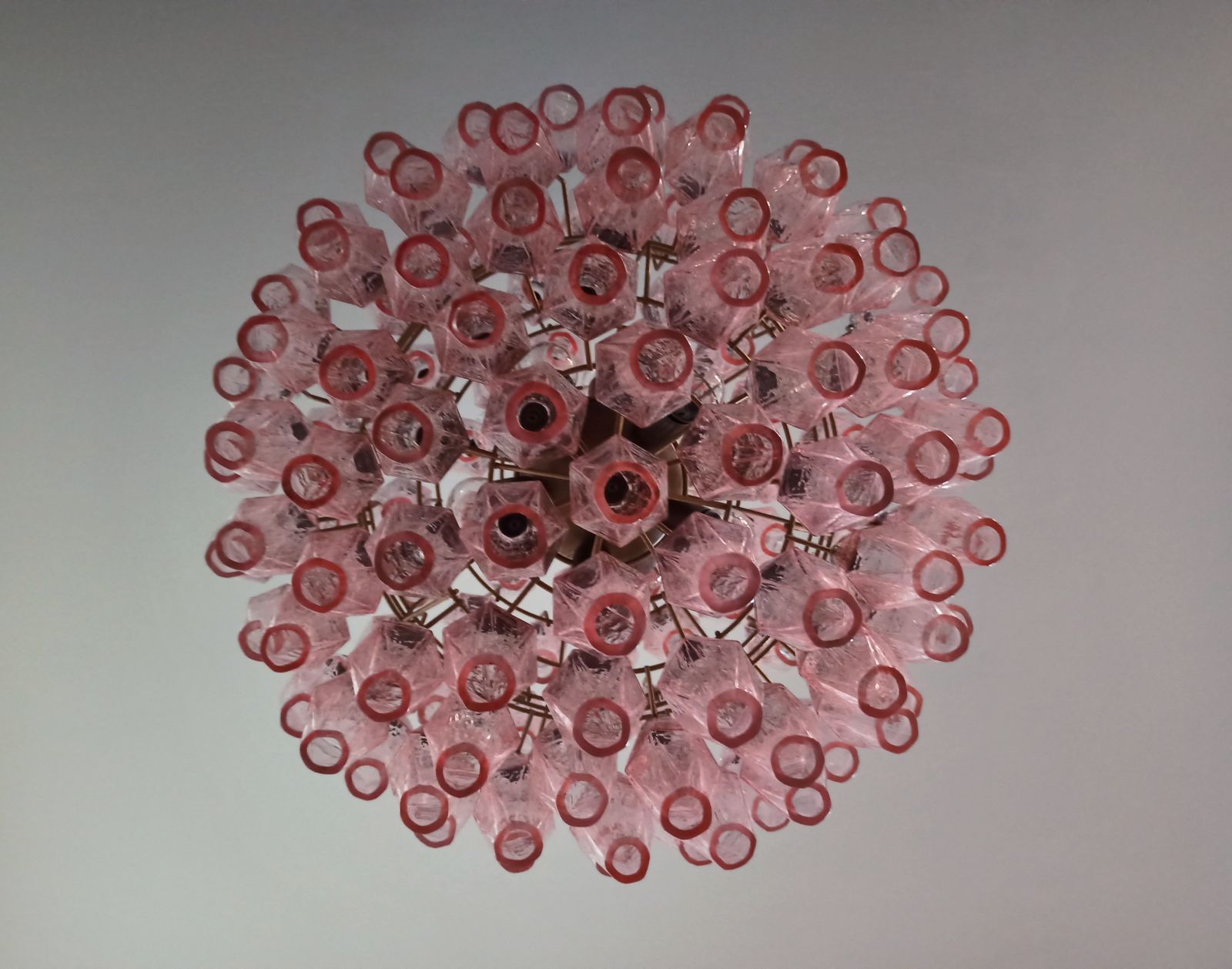 Amazing Spherical Murano Poliedri Candelier 140 Pink Poliedri photo vinterior
