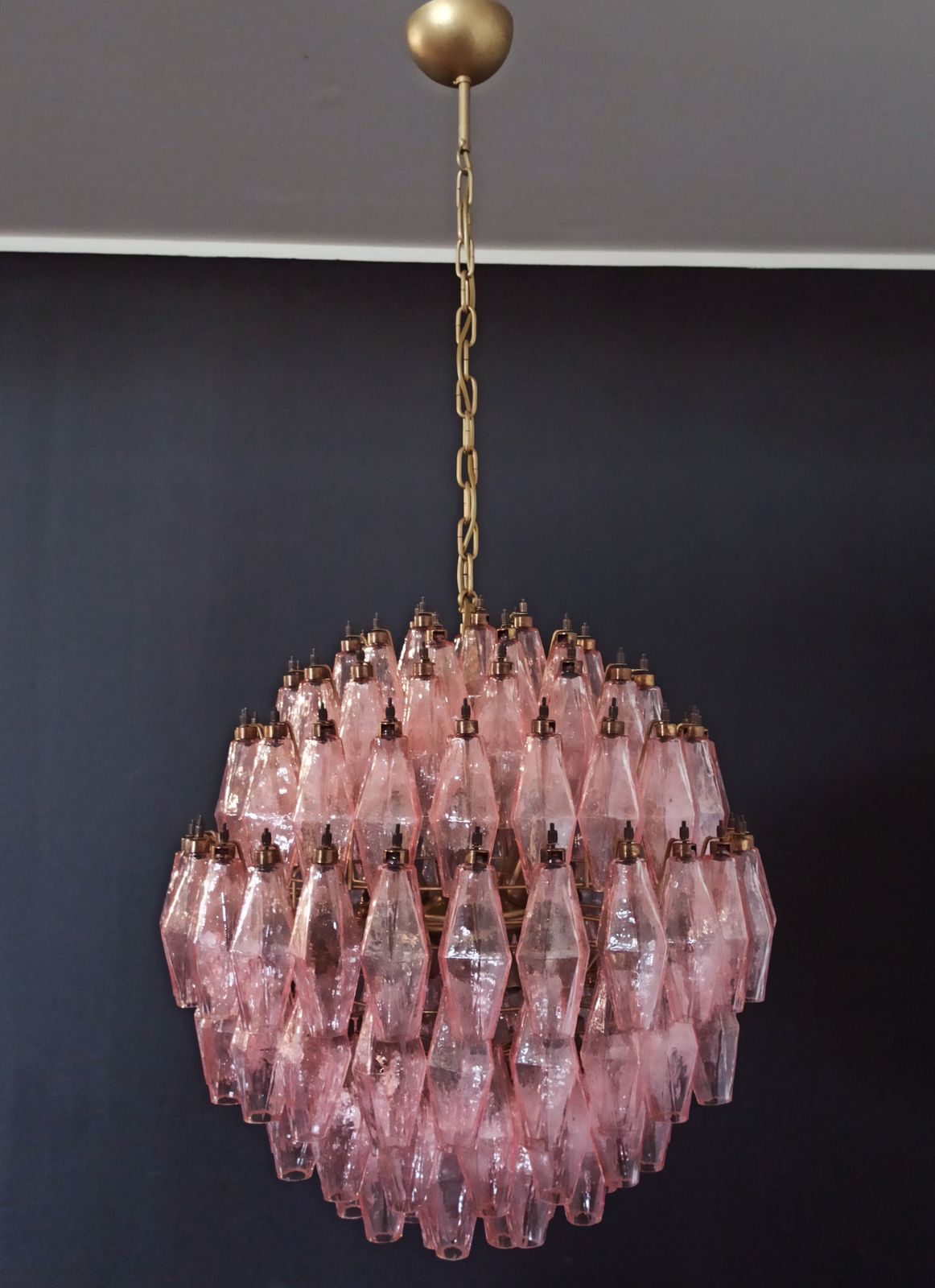 Amazing Spherical Murano Poliedri Candelier 140 Pink Poliedri