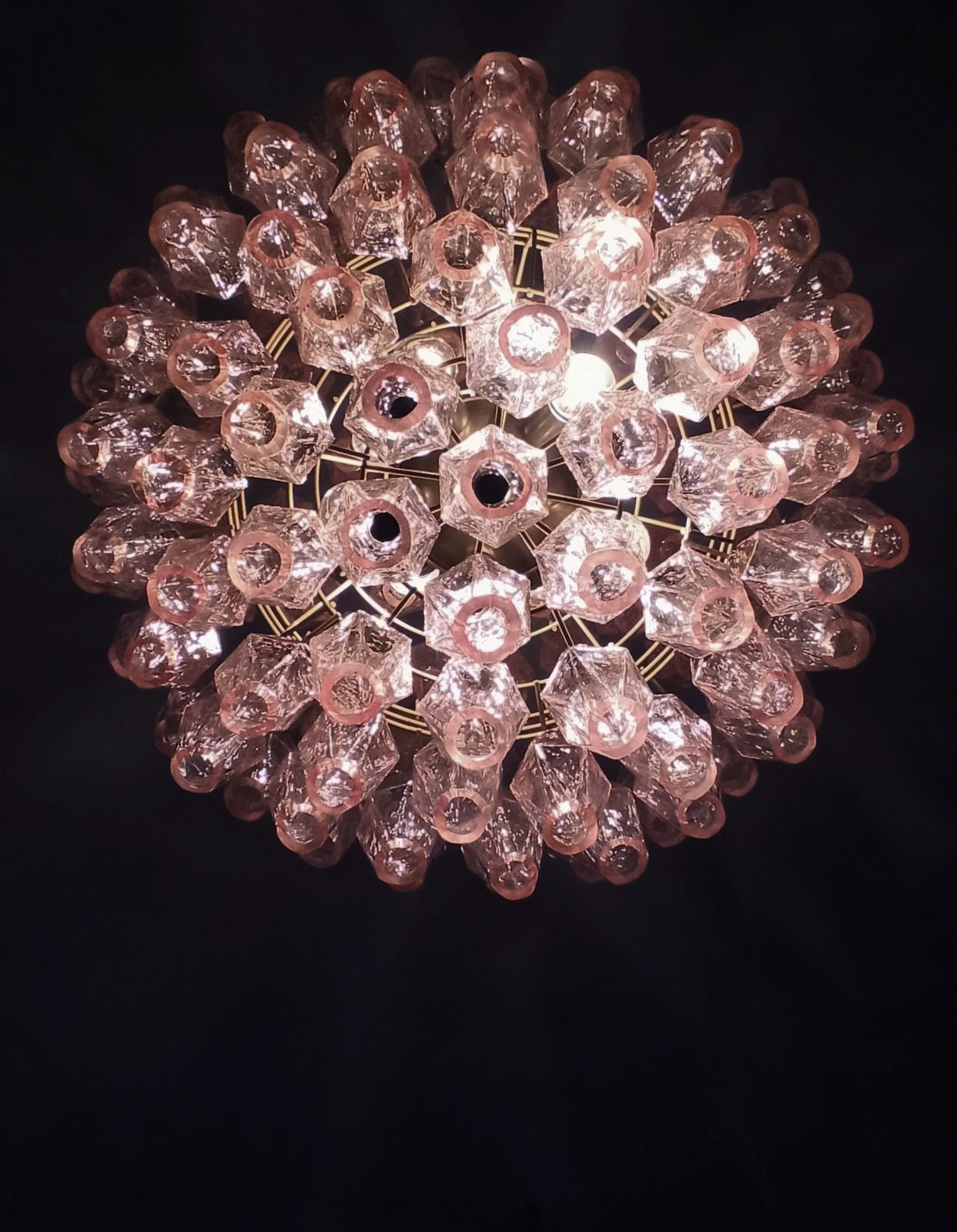 photo buy Amazing Spherical Murano Poliedri Candelier 140 Pink Poliedri